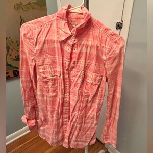 GAP Men's Coral Plaid Button Down Shirt